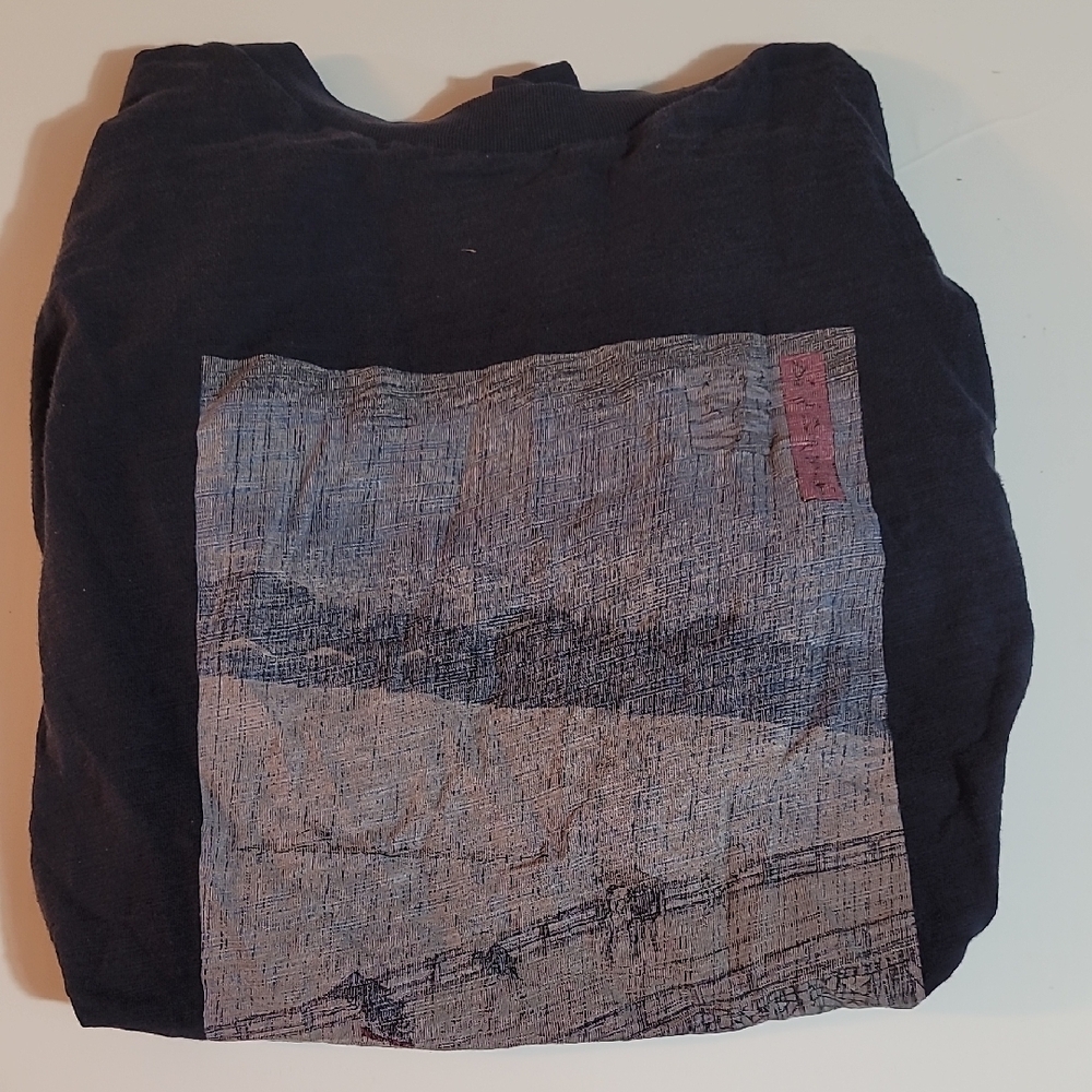 Uniqlo Black Tote Bag with Artistic Print